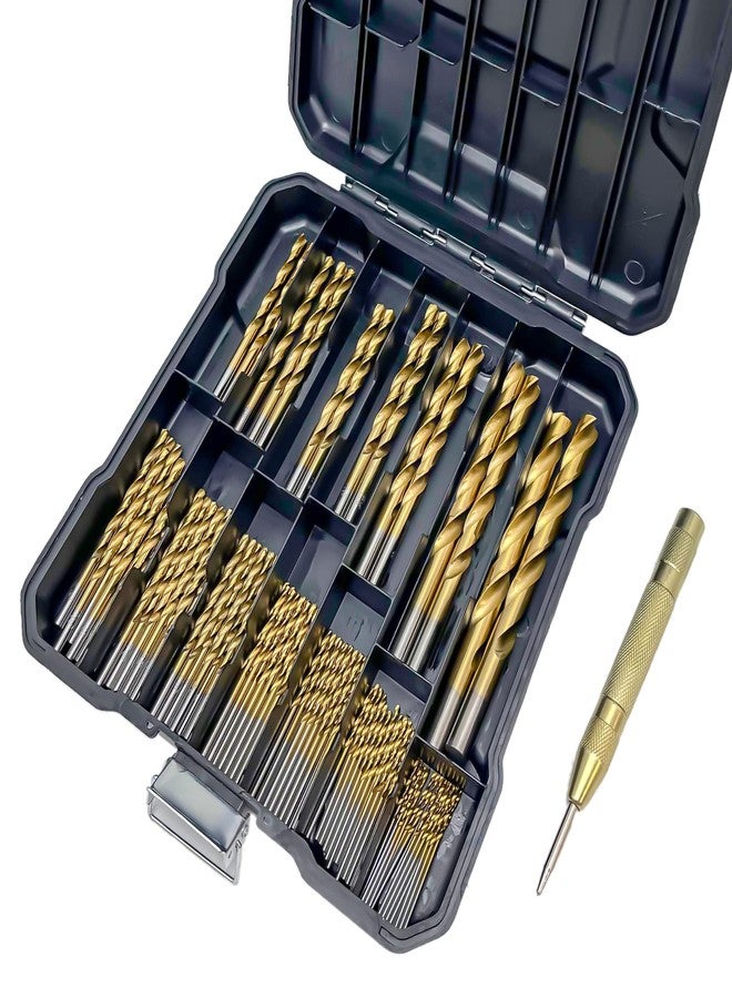 Cortool Drill Bit Set, 99-Piece Metal Drill Bits, High Speed Steel Titanium HSS Twist Drill Bits Set with Storage Case & Center Punch for Wood/Steel/Aluminum/Plastic/Fiberglass Size, 1/16 to 3/8 Inch - Image 1