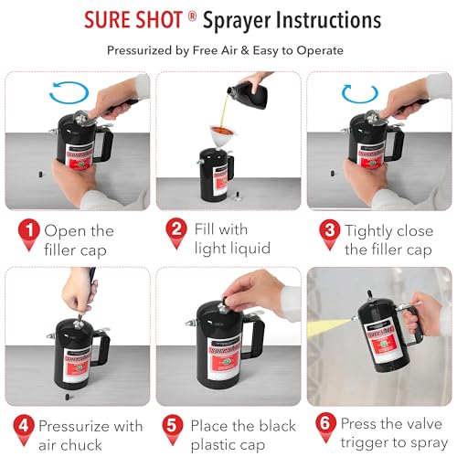 Sure Shot رشاش غير هوائي SURE SHOT A1000B سعة 1 لتر - علبة رش قابلة لإعادة التعبئة للزيوت، المذيبات، مزيلات الشحوم، والزيوت التشحيم - علبة فولاذية قابلة للشحن مع فوهات نحاسية - مصنوعة في الولايات المتحدة الأمريكية - 32 أونصة. - Image 4