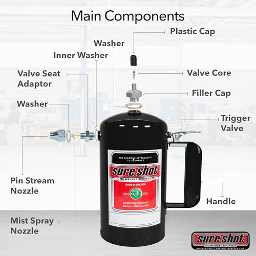 Sure Shot رشاش غير هوائي SURE SHOT A1000B سعة 1 لتر - علبة رش قابلة لإعادة التعبئة للزيوت، المذيبات، مزيلات الشحوم، والزيوت التشحيم - علبة فولاذية قابلة للشحن مع فوهات نحاسية - مصنوعة في الولايات المتحدة الأمريكية - 32 أونصة. - Image 3