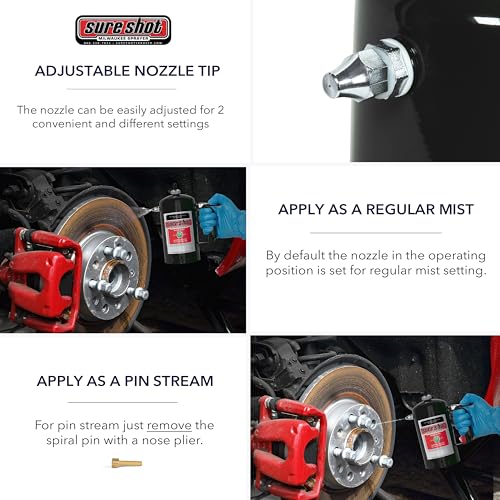 Sure Shot رشاش غير هوائي SURE SHOT A1000B سعة 1 لتر - علبة رش قابلة لإعادة التعبئة للزيوت، المذيبات، مزيلات الشحوم، والزيوت التشحيم - علبة فولاذية قابلة للشحن مع فوهات نحاسية - مصنوعة في الولايات المتحدة الأمريكية - 32 أونصة. - Image 5