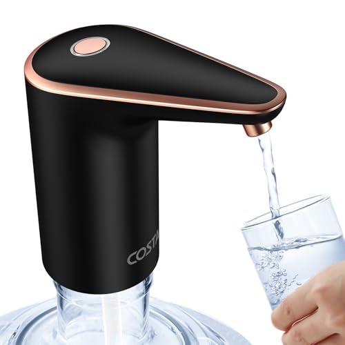 COSTAR Water Dispenser Pump for 20 Litre Bottle, USB Rechargeable Water Pump, Portable Drinking Pump for Home, Office, Camping and Parties, Golden&Black - Image 1