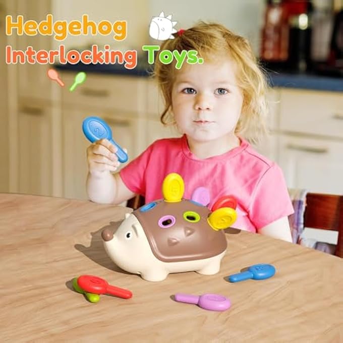 MOTOR TOYS FOR TODDLERS 1-3, BABY HEDGEHOG MONTESSORRI LEARNING EDUCATIONAL COUNTING SORTER TOY, DEVELOPMENT INFANT STOCKING STUFFER GIFT 6 9 12 18 MONTH 1 2 3 YEAR OLD BOY GIRL KID - Image 3
