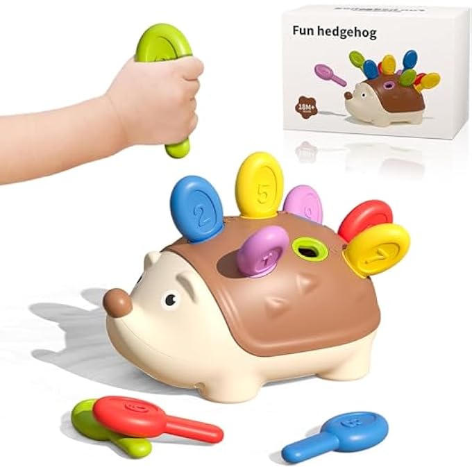 MOTOR TOYS FOR TODDLERS 1-3, BABY HEDGEHOG MONTESSORRI LEARNING EDUCATIONAL COUNTING SORTER TOY, DEVELOPMENT INFANT STOCKING STUFFER GIFT 6 9 12 18 MONTH 1 2 3 YEAR OLD BOY GIRL KID - Image 2