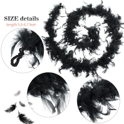 Tisancy 7 Pcs 1920s Women's Flapper Dress Sequin Dress Costume Headwear Earring Necklace Glove Stick Set and Long Feather Boa (Royal Blue,Medium) - Image 4