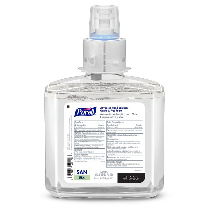 PURELL Advanced Hand Sanitizer Gentle & Free Foam, Fragrance Free, 1200 mL Refill for PURELL ES4 Manual Hand Sanitizer Dispenser (Pack of 2) - 5051-02 - Image 2