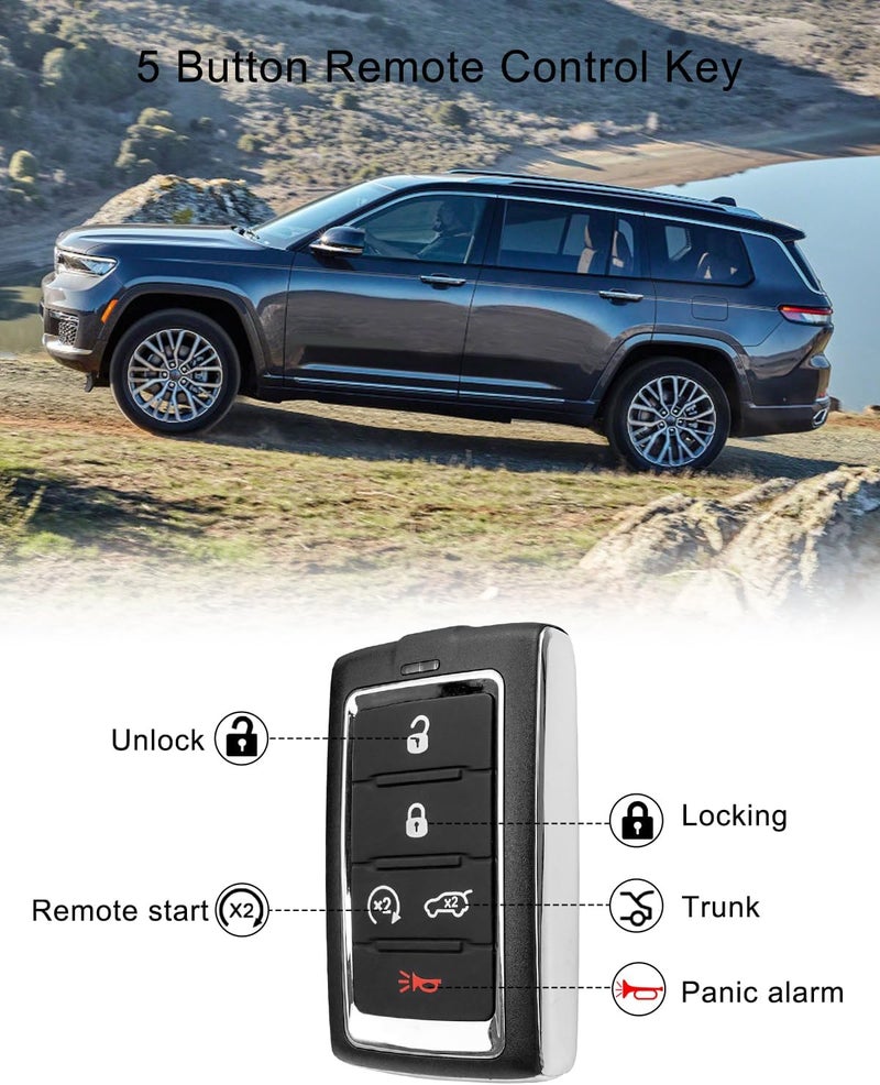 TADYAO Key Fob Smart Key Remote Replacement for Jeep Grand Cherokee L & Wagoneer 2021-2023 - Image 3