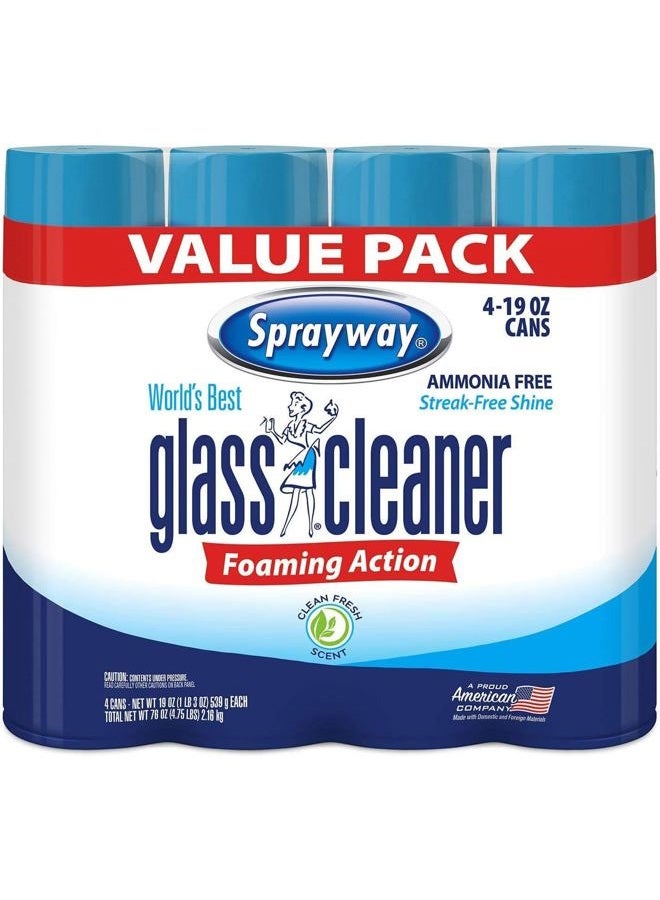 Sprayway منظف زجاج خالي من الأمونيا 443331، 19 أونصة (عبوة 4) (قد يختلف التعبئة) (4 علبة) - Image 1