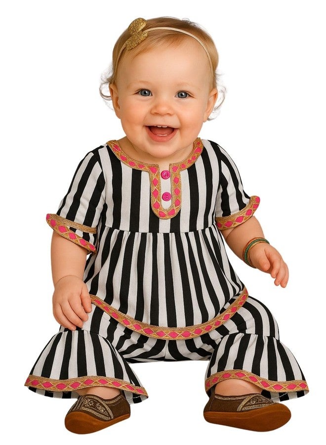 A.T.U.N. (ALL THINGS UBER NICE) Baby Girls Striped Kurti and Sharara Set | Stylish Clothing Set - Image 1