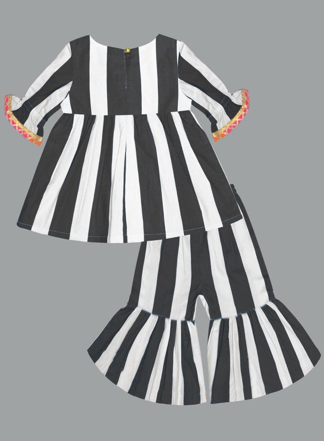 A.T.U.N. (ALL THINGS UBER NICE) Baby Girls Striped Kurti and Sharara Set | Stylish Clothing Set - Image 4