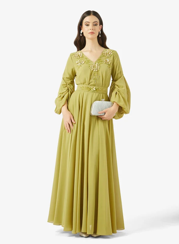 AINA Regal Embroidered Cape Kaftan-Dress