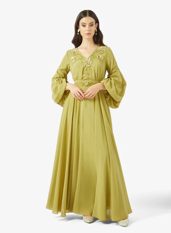 AINA Regal Embroidered Cape Kaftan-Dress