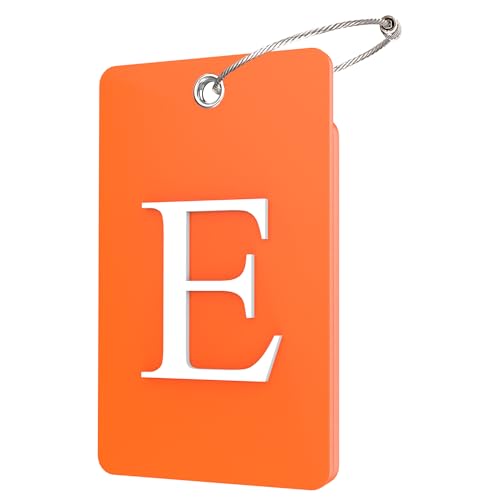 Gostwo 2 Pack Luggage Tags for Suitcases 26 Initial Letter Travel Luggage Baggage Identification Labels ID Tag Fully Bendable Tags with Stainless Steel Loop Orange Letter E - Image 1