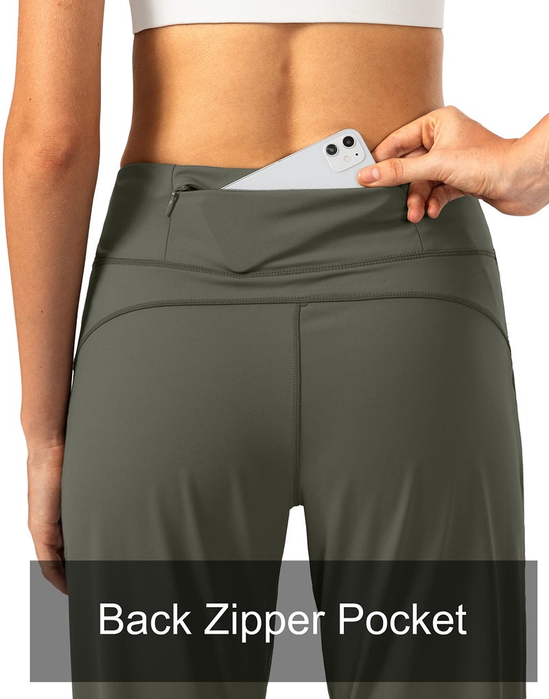 Soothfeel Women's Joggers with Zipper Pockets High Waisted Athletic Workout Yoga Pants Joggers for Women Army Green - Image 3