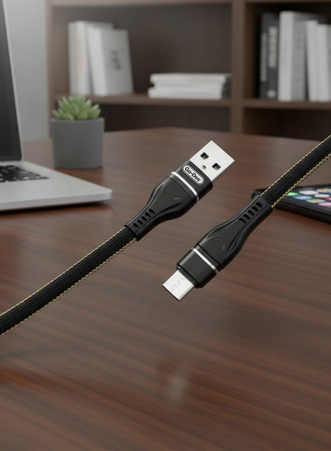 GO-DES Micro USB Data Cable 2M – Fast Charging 2.4A, Braided Durable Wire, Heat-Resistant, Tinned Copper Core, Quick Charge & Data Transfer Cable GD-UC530M - Image 1