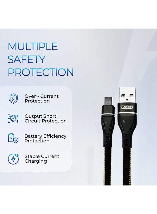 GO-DES Micro USB Data Cable 2M – Fast Charging 2.4A, Braided Durable Wire, Heat-Resistant, Tinned Copper Core, Quick Charge & Data Transfer Cable GD-UC530M - Image 3