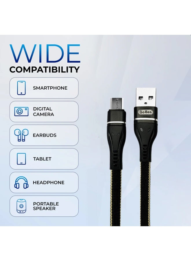 GO-DES Micro USB Data Cable 2M – Fast Charging 2.4A, Braided Durable Wire, Heat-Resistant, Tinned Copper Core, Quick Charge & Data Transfer Cable GD-UC530M - Image 4