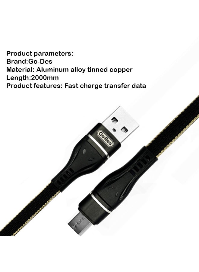 GO-DES Micro USB Data Cable 2M – Fast Charging 2.4A, Braided Durable Wire, Heat-Resistant, Tinned Copper Core, Quick Charge & Data Transfer Cable GD-UC530M - Image 5