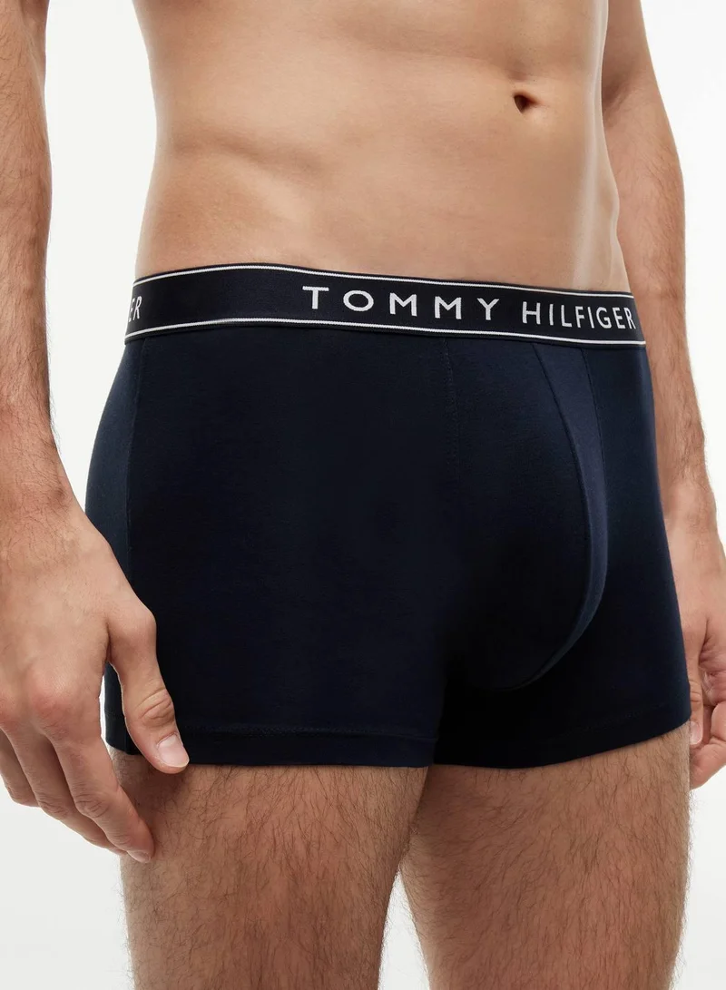 TOMMY HILFIGER Navy Blue/Navy Blue/Navy Blue 3-Pack Essential Logo Waistband Trunks for Men | Best Price UAE