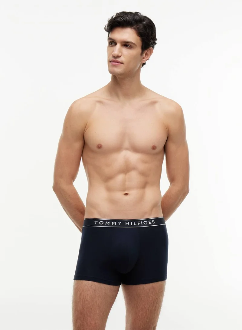 TOMMY HILFIGER Navy Blue/Navy Blue/Navy Blue 3-Pack Essential Logo Waistband Trunks for Men | Best Price UAE