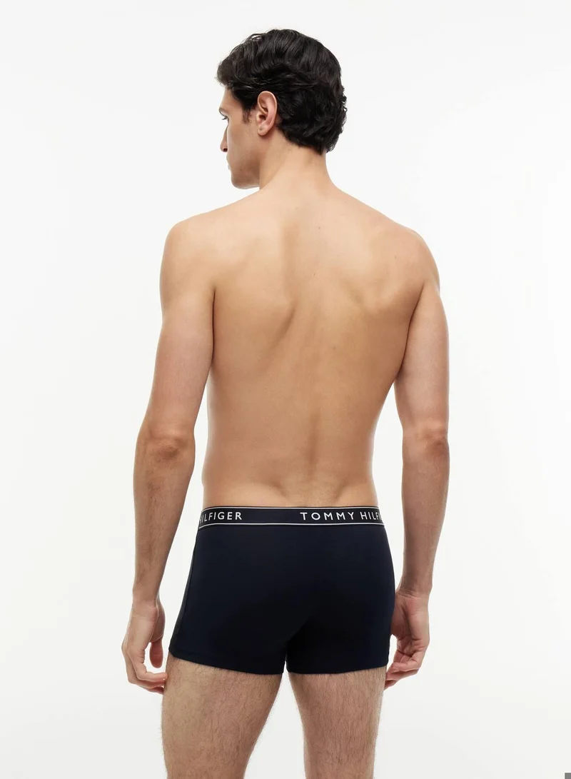 TOMMY HILFIGER Navy Blue/Navy Blue/Navy Blue 3-Pack Essential Logo Waistband Trunks for Men | Best Price UAE