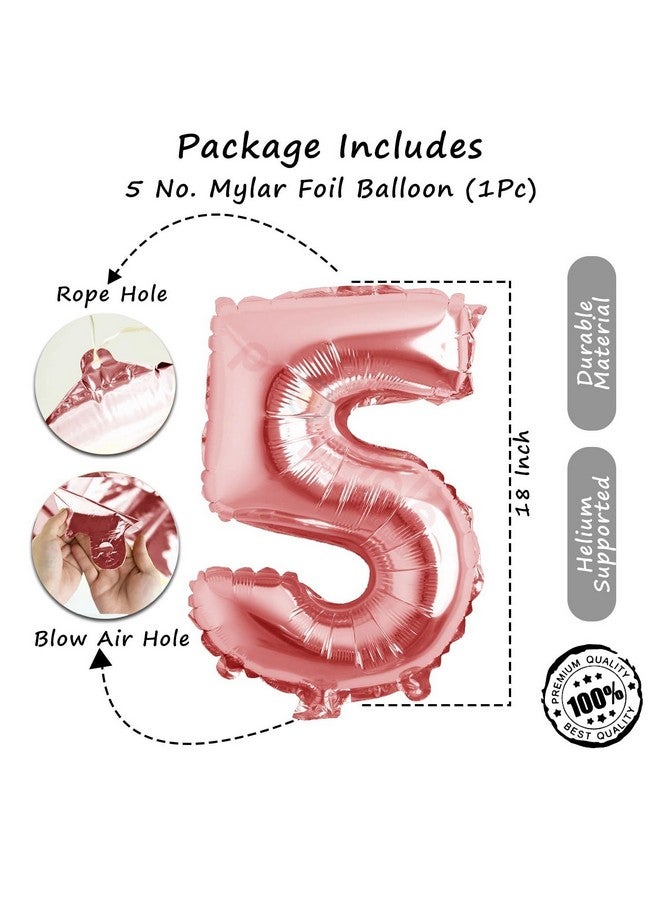 Propsicle 16 inch Birthday Foil 5 Number Helium Balloon Party Decoration Rose Gold Pack of 1 | 5 Year No. Balloons Birthday/Anniversary | Five Number - Image 3