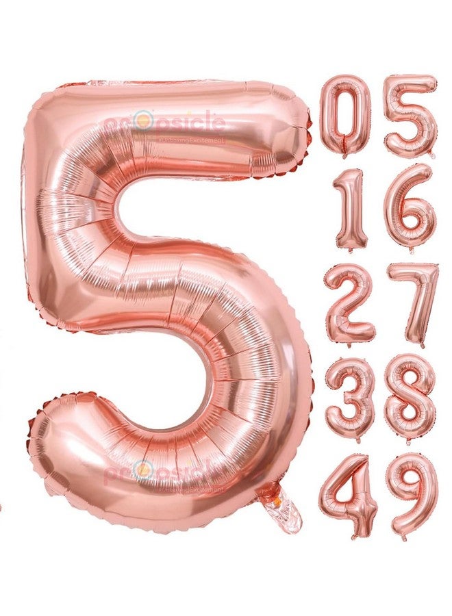 Propsicle 16 inch Birthday Foil 5 Number Helium Balloon Party Decoration Rose Gold Pack of 1 | 5 Year No. Balloons Birthday/Anniversary | Five Number - Image 1