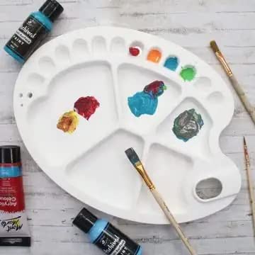 DEZIINEý1Pcs Big Oval Shaped 20 Well Artists Plastic Palette Colour Mixing Palette 13.4inchX9.6inch - Image 3