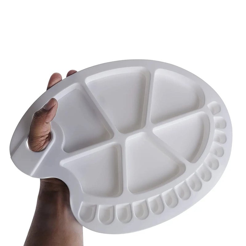 DEZIINEý1Pcs Big Oval Shaped 20 Well Artists Plastic Palette Colour Mixing Palette 13.4inchX9.6inch - Image 5