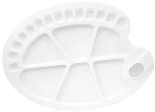 DEZIINEý1Pcs Big Oval Shaped 20 Well Artists Plastic Palette Colour Mixing Palette 13.4inchX9.6inch - Image 2