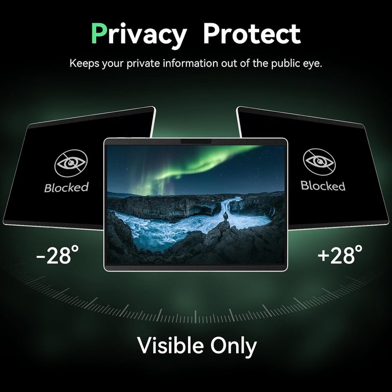 واقي شاشة مغناطيسي للخصوصية لجهاز Surface Pro 9/8/X - مقاس 13 بوصة، فلتر مضاد للوهج، فيلم مضاد للضوء الأزرق، درع قابل للإزالة، ملحقات Microsoft Surface Pro 9، غطاء قابل لإعادة الاستخدام، حماية غير لاصقة وخالية من الفقاعات - Image 2