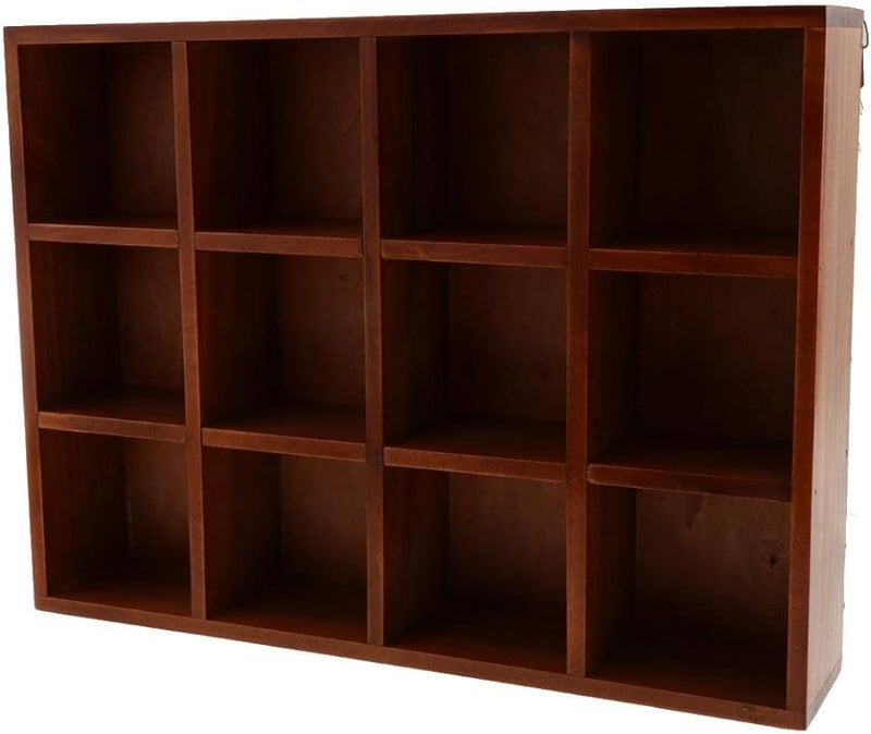 Brown Wall Mounted Shelving Unit with 12 Compartments Storage Shelf - Image 2