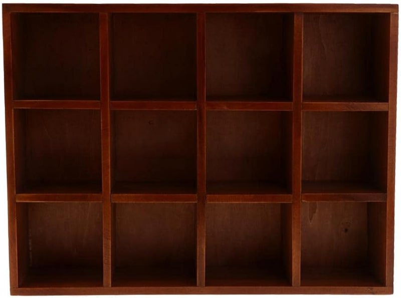 Brown Wall Mounted Shelving Unit with 12 Compartments Storage Shelf - Image 5