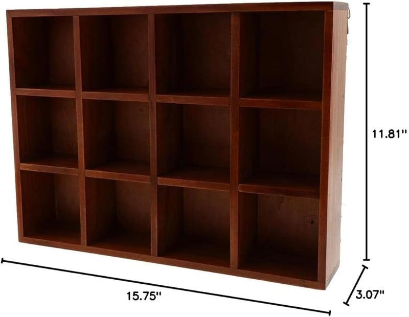 Brown Wall Mounted Shelving Unit with 12 Compartments Storage Shelf - Image 4