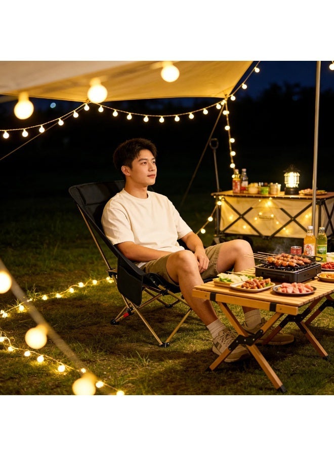 3-speed Adjustable, Portable Folding Outdoor Chair, High Back Reclining Moon Chair for Camping & Picnic - Image 2