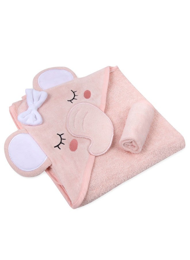 Baby Essentials Baby Animal Hooded Towel and Washcloth Set for Newborns, Infants, Toddlers Boys and Girls 3-24 Months (Delicate Pink Elephant) - Image 3