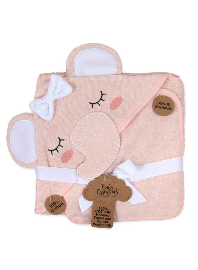 Baby Essentials Baby Animal Hooded Towel and Washcloth Set for Newborns, Infants, Toddlers Boys and Girls 3-24 Months (Delicate Pink Elephant) - Image 5