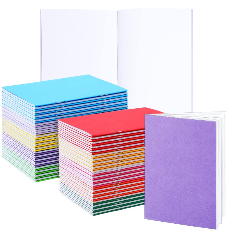 Geyee 100 Pads Mini Notebooks Bulk Colorful Blank Notebooks for Kids to Write Stories Pocket Size Blank Journals Colored Unlined Composition Notepads for Students 10 Colors4 x 55 Inch
