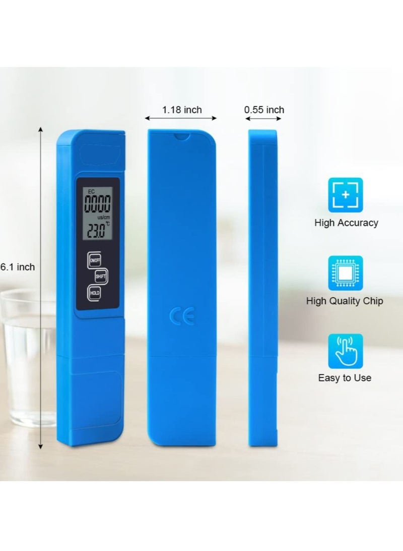 3-in-1 TDS EC & Temperature Meter Ultrahigh Accuracy Digital Water Quality TDS Tester (Blue)  - Image 3