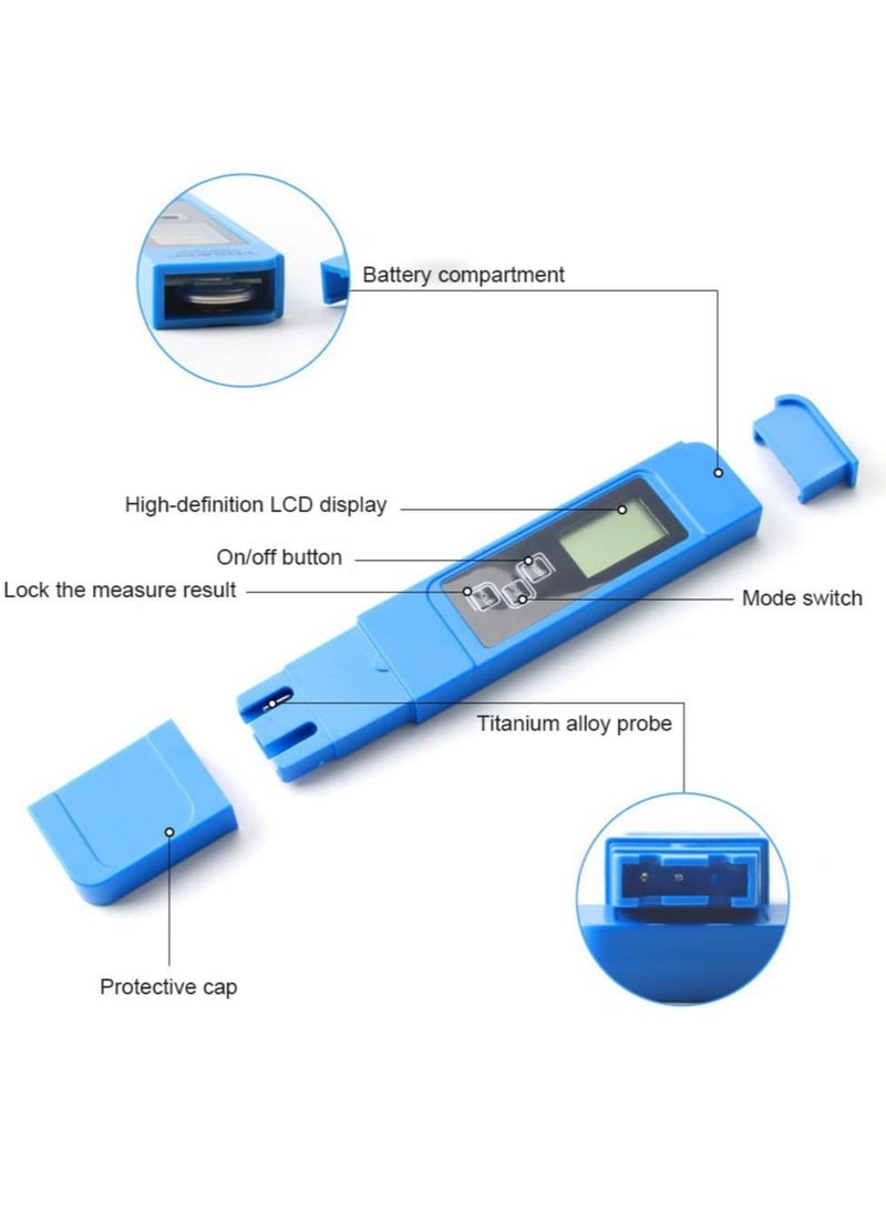 3-in-1 TDS EC & Temperature Meter Ultrahigh Accuracy Digital Water Quality TDS Tester (Blue)  - Image 2