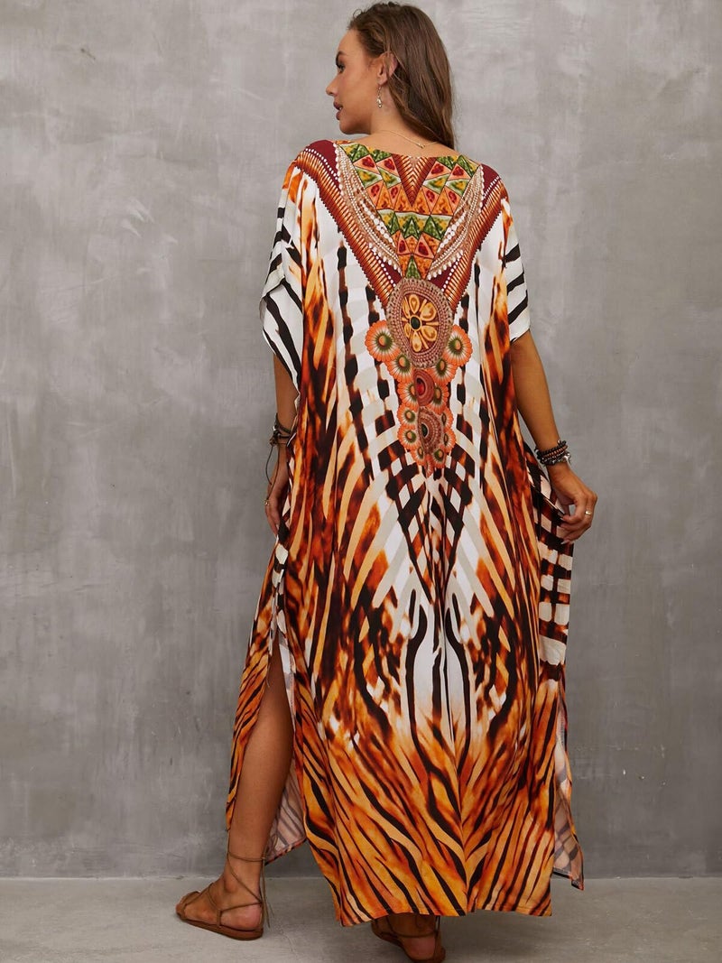 IMAGEKOPE Kaftan Dresses for Women Plus Size Bathing Suit Cover up Caftan Maxi Beach Dresses - Image 5