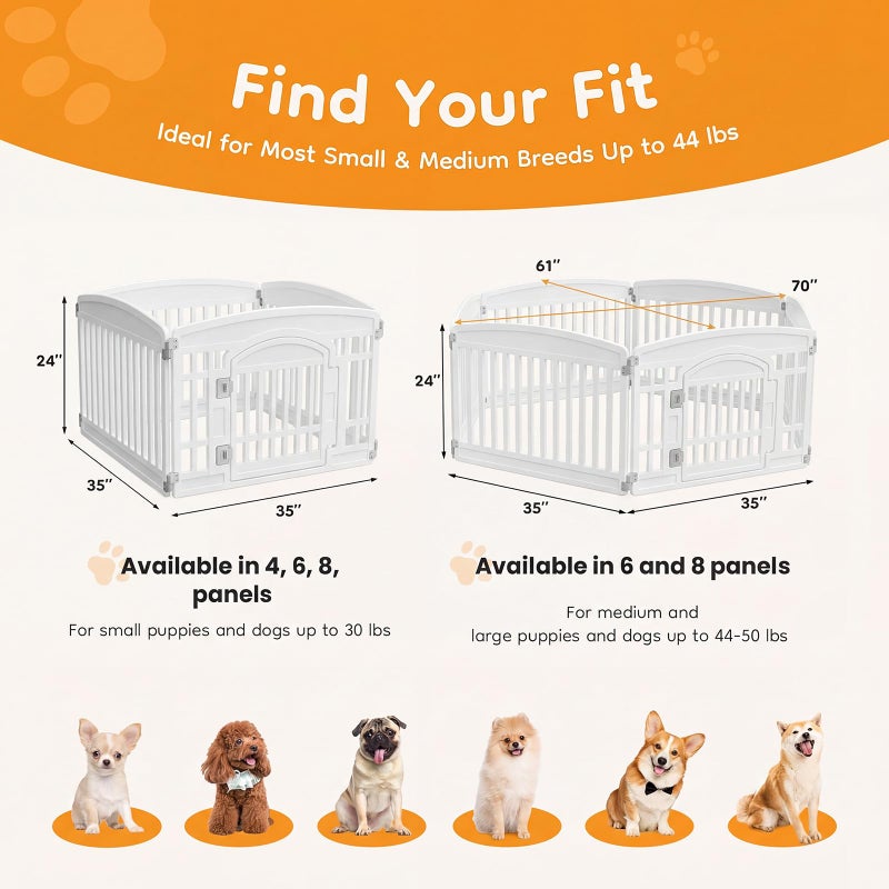 NEWBULIG Dog Playpen 4-Panel, 24IN Puppy Playpen, Stable Dog Play Pen Indoors/Outdoor with Secure Locking Door, Plastic Pet Fence for Small & Medium Dogs - Image 4