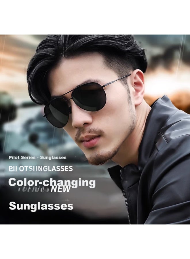 Fesete Men's Sungl, Aviator Sungl For Driving, Photochromic Polarized Uv Protection Sungl - Image 1