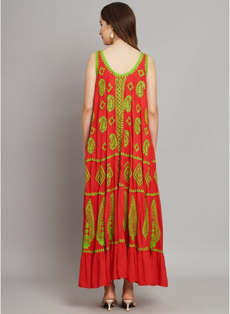 Alaya Hand Embroidered Chikankari Modal Kaftan-AL3605 - Image 4