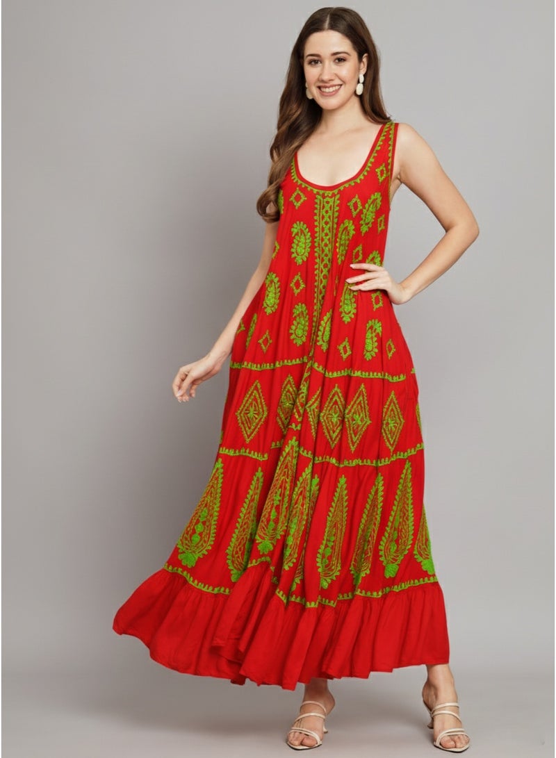 Alaya Hand Embroidered Chikankari Modal Kaftan-AL3605 - Image 3