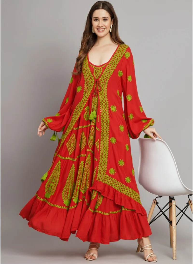 Alaya Hand Embroidered Chikankari Modal Kaftan-AL3605