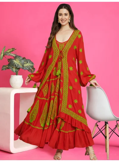 Alaya Hand Embroidered Chikankari Modal Kaftan-AL3605