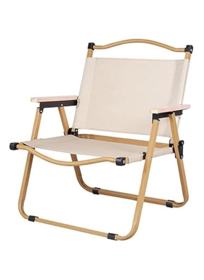 HOOKOR Durku Camping Folding Ultralight Chair,Chair with Wooden Handle Aluminum Bracket Stable Collapsible,Light Portable Folding Camping Chair for Outdoor Fishing,Picnic,Travel (Beige)  - Image 1
