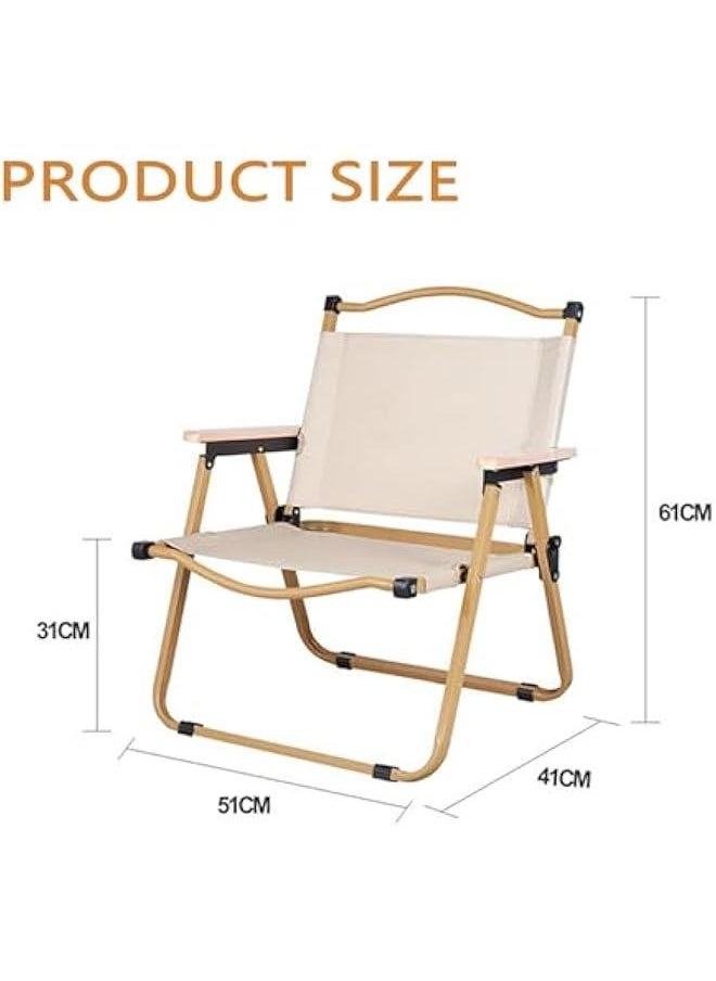 HOOKOR Durku Camping Folding Ultralight Chair,Chair with Wooden Handle Aluminum Bracket Stable Collapsible,Light Portable Folding Camping Chair for Outdoor Fishing,Picnic,Travel (Beige)  - Image 2
