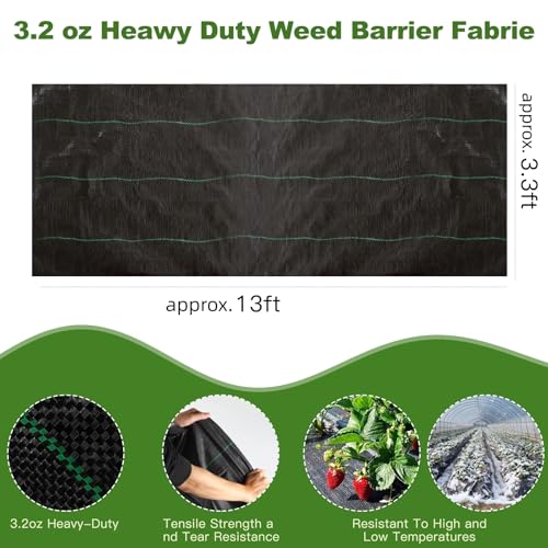 HANWRAPS Approx33FT13FT Weed Barrier FabricLandscape Fabric 32oz Weed Barrier Fabric Heavy DutyWeed Control Garden ClothWoven Geotextile Fabric for Garden Beds Underlayment Commercial Driveway - Image 3