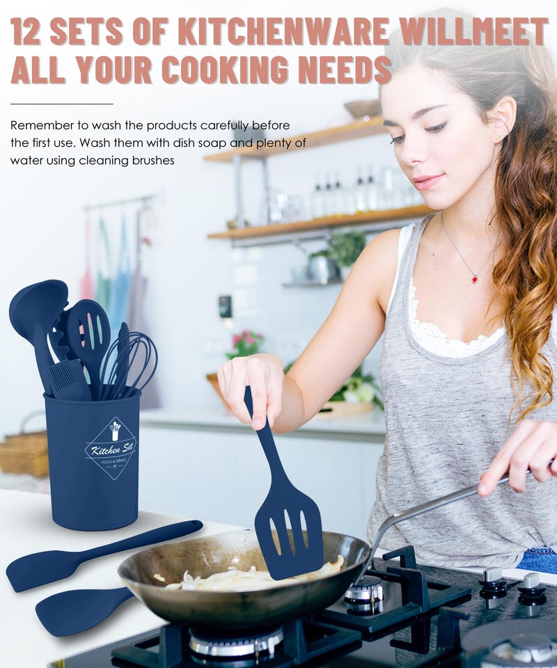 Pranski Kitchen Utensils Set-12 Pieces Silicone Cooking Utensils Set (Dishwasher Safe) 392Â°F Heat Resistant Spatula Set,Kitchen Utensil Set for Nonstick Cookware,Best Kitchen Tools with Holder - Image 4